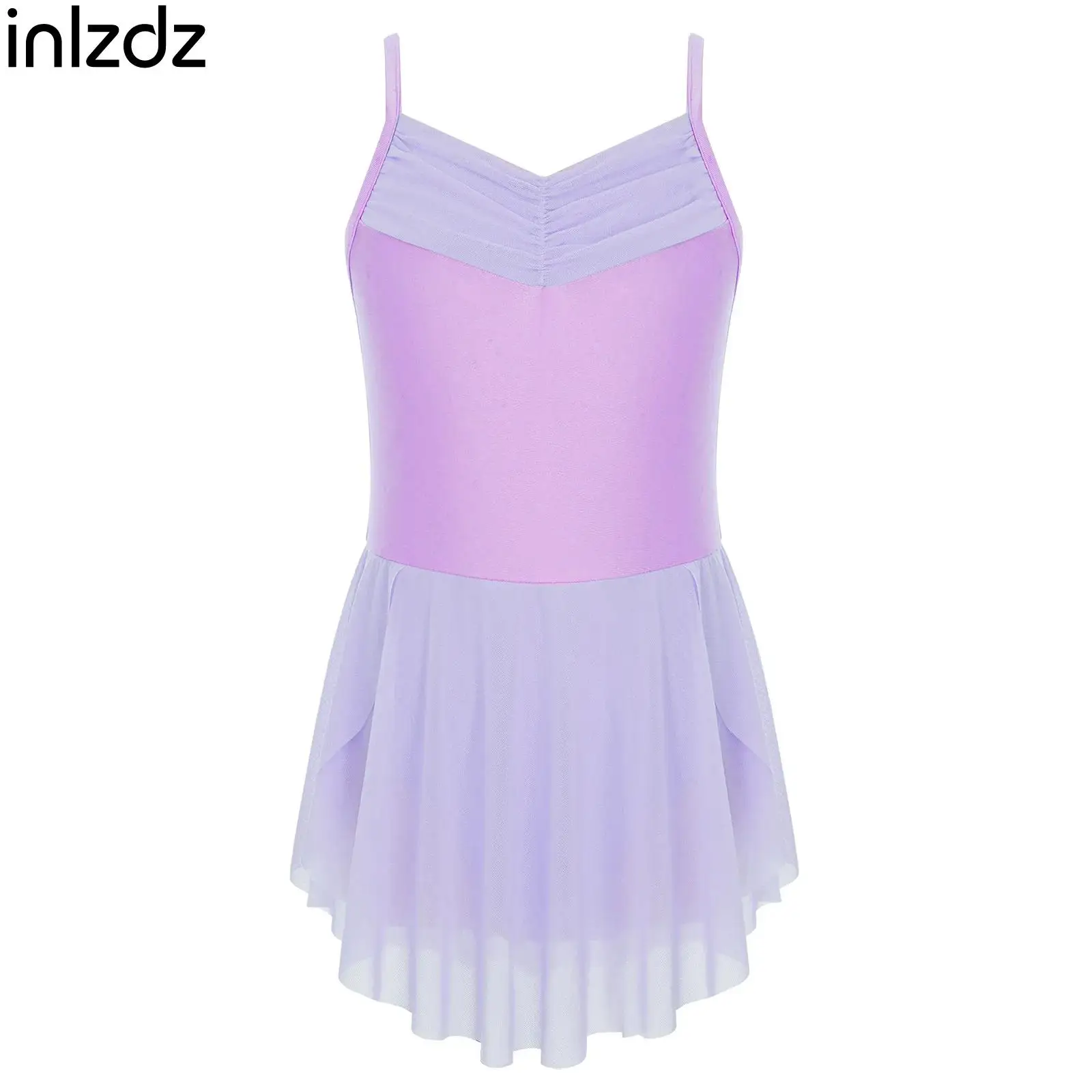 

Kids Girl Ballet Dresses Ballerina Practice Performance Costume Built-in Briefs Dress for Gymnastics Figure Ice Skating Clothes