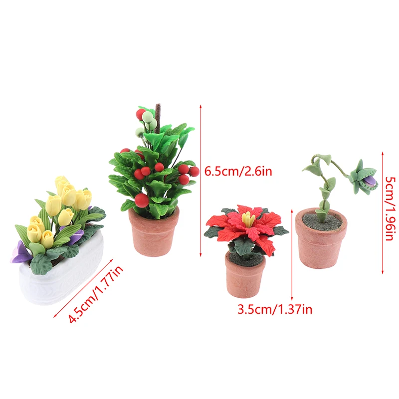 Antike Puppenhaus Miniatur Topfpflanzen Tulpe Blumentopf Glück Obst Bonsai Modell Garten Wohnkultur Spielzeug Puppenhaus Zubehör