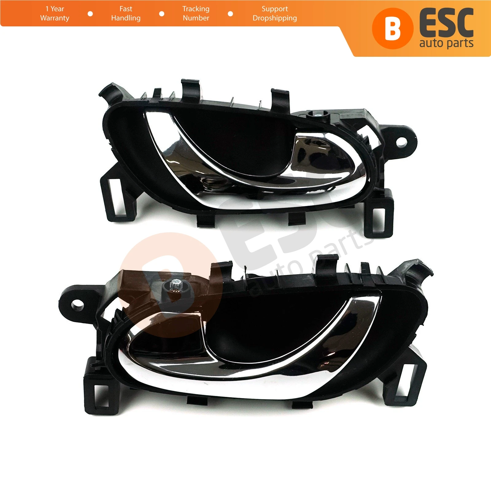 For Nissan Qashqai J11 2014-2022 EDP1104 Car Inner Interior Door Handle Opener Chrome Plastic Left Right Set 80671-4EA0B 80670