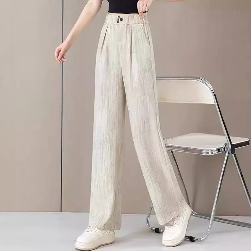 

Thin Narrow Wide-Leg Pants for Women Summer High-Waist Draped Simple Commuting Straight-Leg Slimming Casual Pants