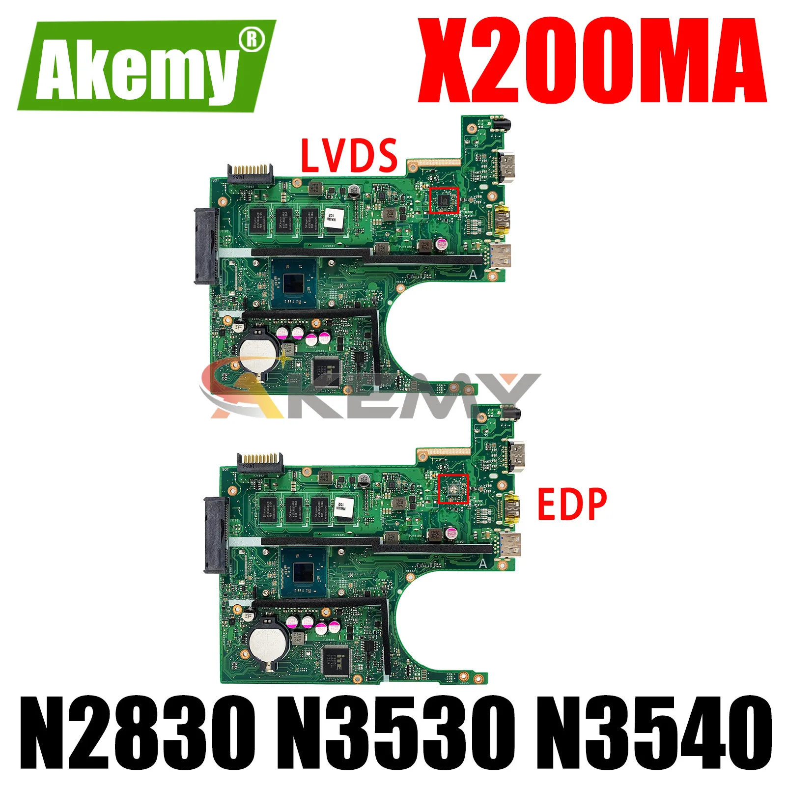 

X200MA Mainboard For ASUS F200MA F200M X200M D200M Laptop Motherboard with N2840 N2840 N3530 N3540 CPU 2G/4G RAM LVDS or EDP