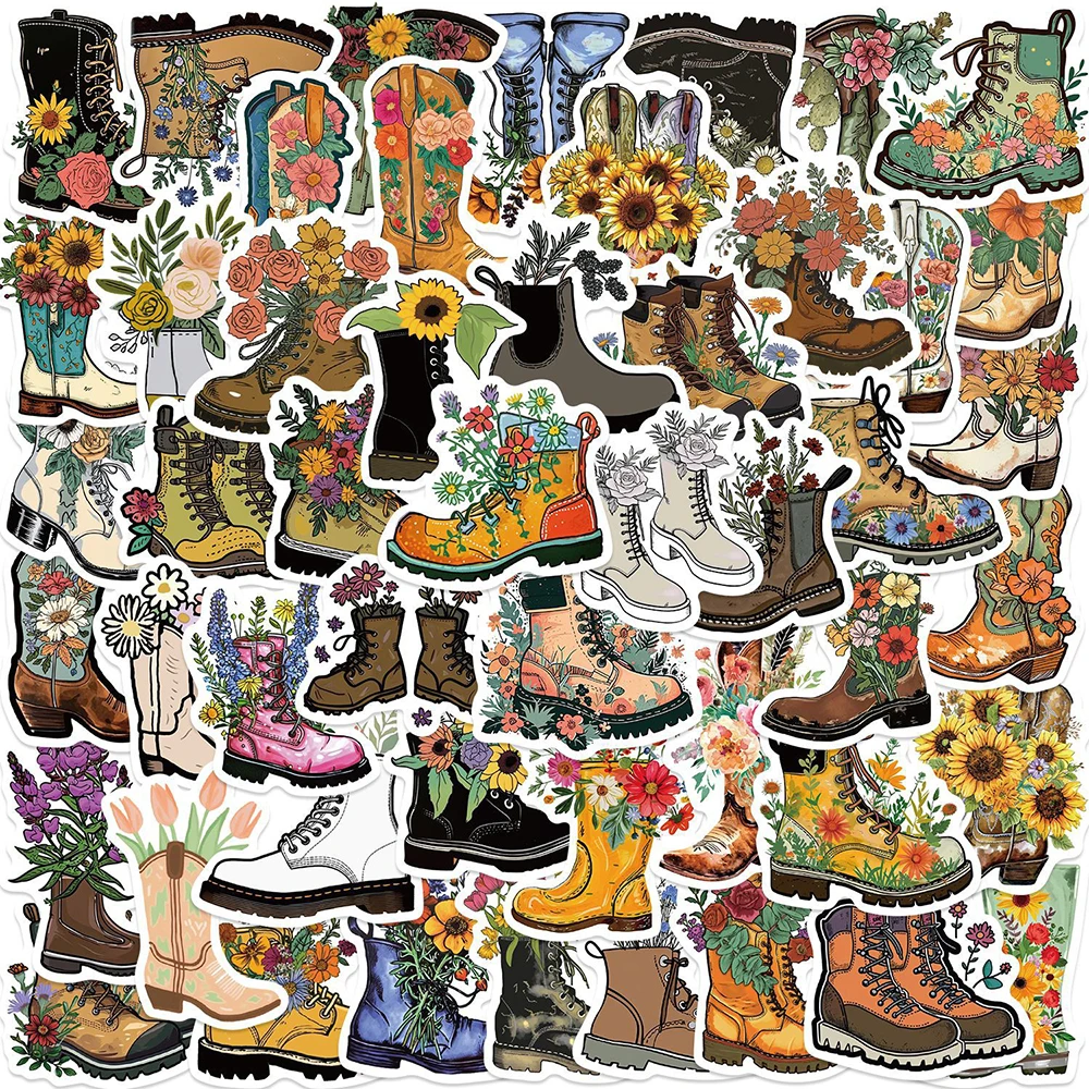 10/30/50pcs Art Shoes Flower Aesthetic Stickers Vintage Decals Laptop Phone Luggage Car Waterproof Sticker Kids Classics Toys