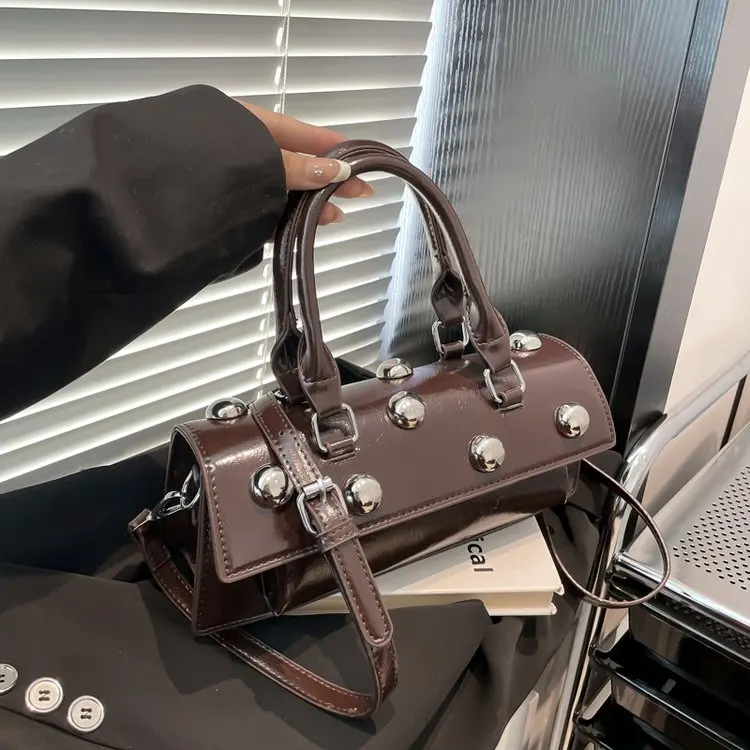 

Ретро-сумка через плечо из искусственной кожи с маленькими заклепками для женщин, тренд 2025 года, роскошные сумки и кошельки Y2K, женские сумки кросс-боди