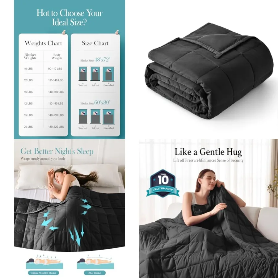

Weighted Blanket for Adults 20lbs, Soft Cooling Breathable Weighted Throw for Sleeping, Machine Washable Heavy Blanket with Gla