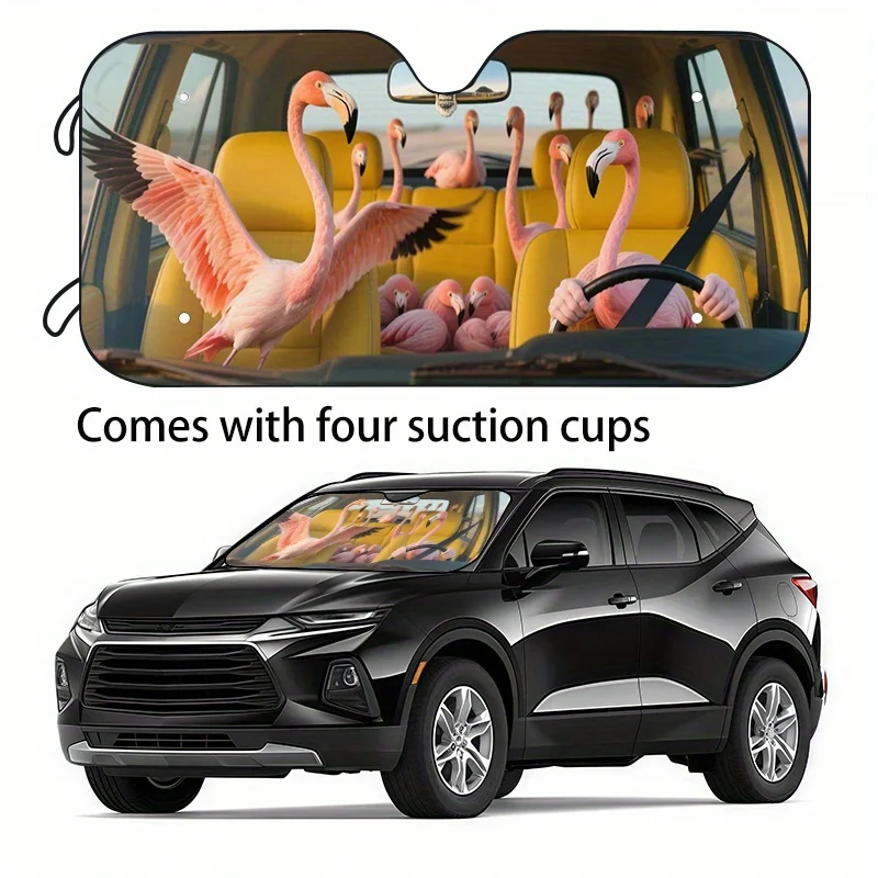 

1pc Humorous And Fun Animal Car Sun Visor With 2 Sizes To Choose From, Made Of Polyester Material, Suitable For All Vehicle Fron