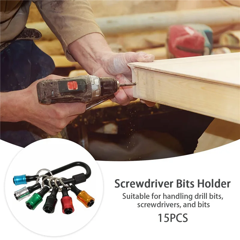 A20F-24Pieces 1/4 Inch Hex Shank Bits Holder Keychian, Keychain Extension Bar Screwdriver Bit Holder Socket Adapter