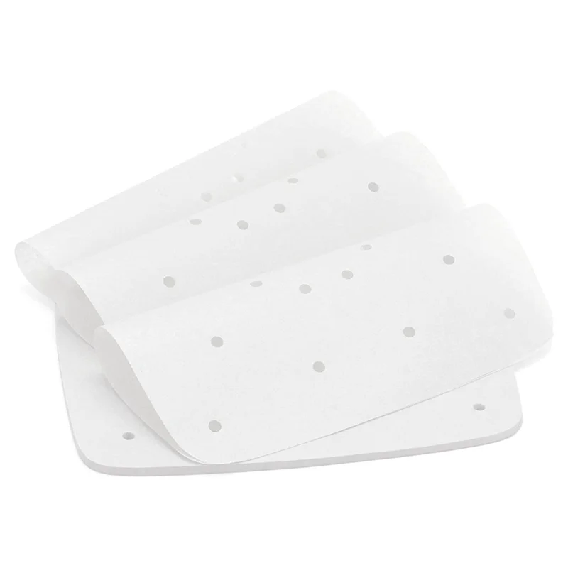 ورق زبدة للمقلاة الهوائية A74X 100 قطعة 8.5 بوصة ورق مثقوب مربع غير مبيض لمقالي الهواء/الخبز/الطبخ