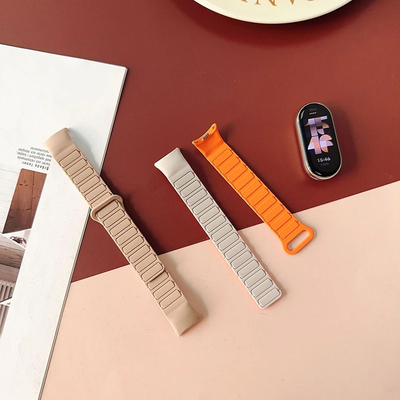Silicone Watch Strap Suitable For Mi Band 9 8 NFC Ceramic Version Breathable in Summer Magnetic Wristband Watch Accessories
