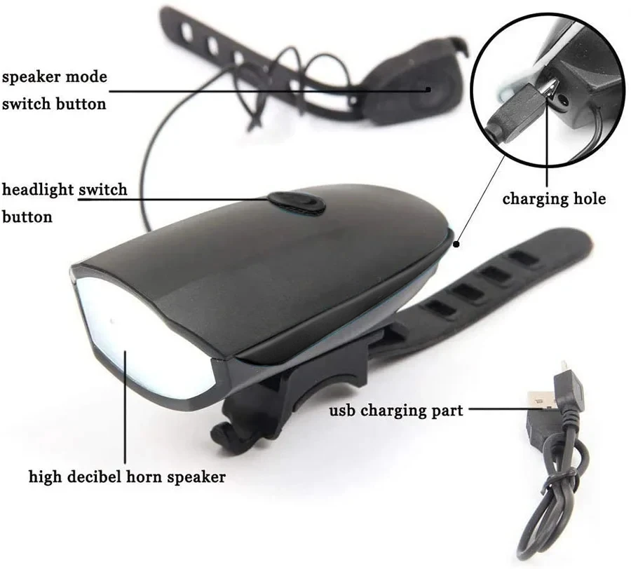 Bicycle Light Bike Light with Horn USB Rechargeable LED Waterproof MTB Bike Dark Night Outdoor Riding Headlight Rear Light image 4