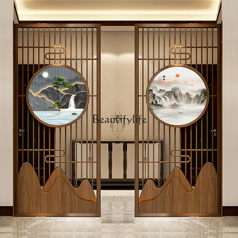 110*New Chinese stainless steel screen partition living room entrance porch