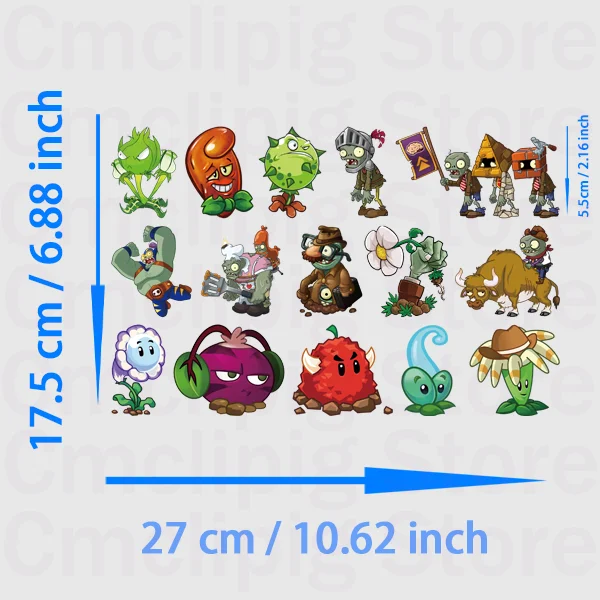 Funny Plants vs. Zombies thermoadhesive patches thermo-stickers for children self-adhesive stripes appliques DIY Sewing