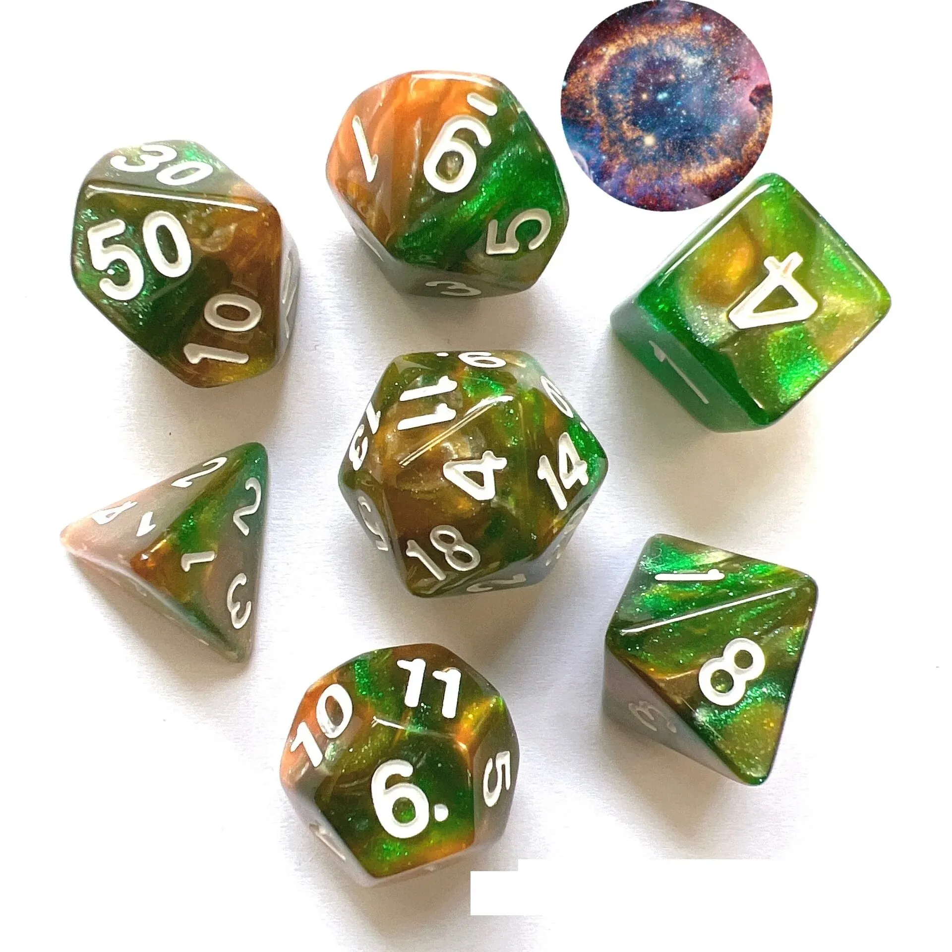 New Dual Color Multi Faced Dragon And Dungeon Game Dice Board Game Color (7 Pieces Per Set)