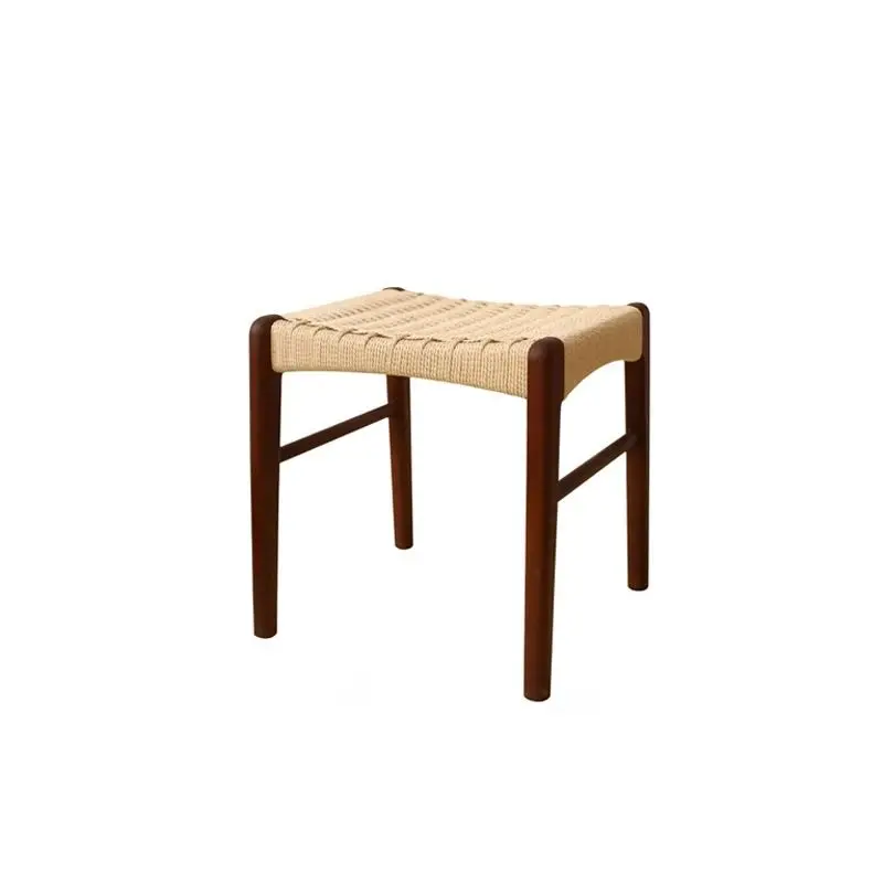 Great for Home, Study & DiningHandmade Woven Cherry Wood Stool - Japanese Aesthetic, Solid Build