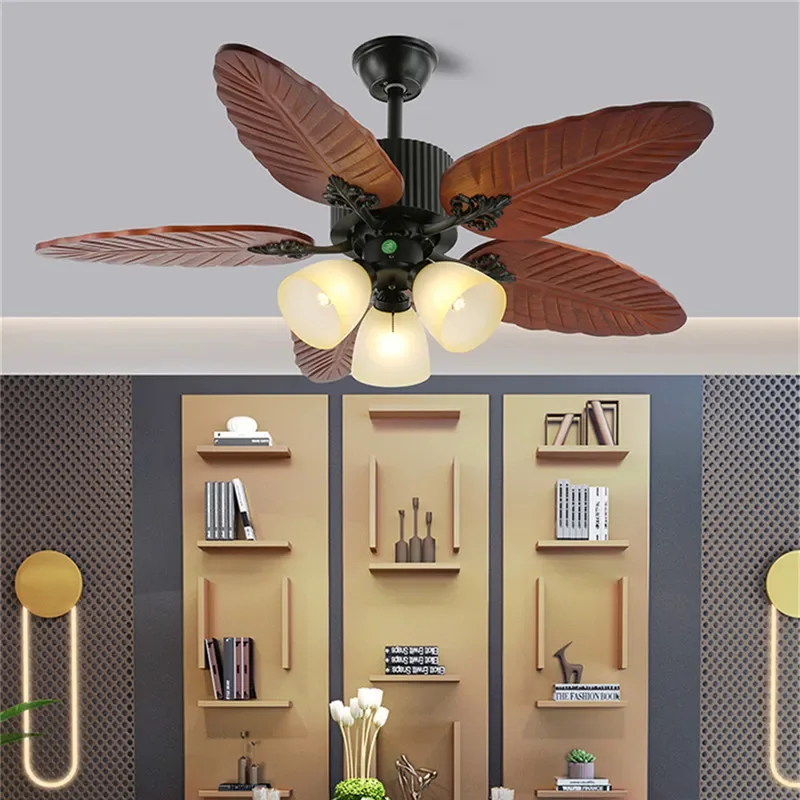 RONIN European Luxury LED Fan Light American Retro Living Room Restaurant camera da letto ventilatore da soffitto luce ventilatore elettrico a distanza