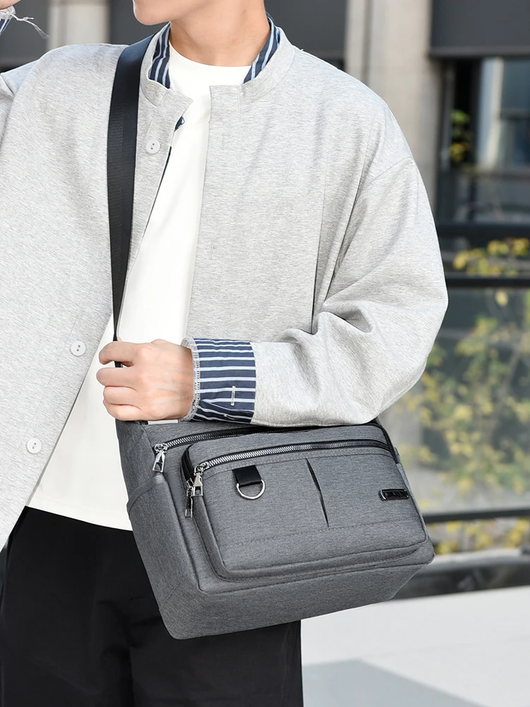 Lässige Umhängetasche für Herren, mehrschichtige Taschen, verstellbare Schultergurte, Business-Umhängetasche, Alltagstasche für den Arbeitsweg, Freizeittasche – Detail 5