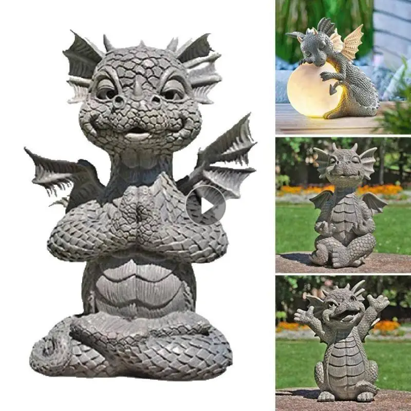 

Dragon Dinosaur Meditation Sculpture Figure Garden Home Decoration Resin Ornament Outdoor Garden Crafts Lawn Yard Decoration