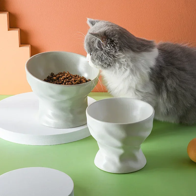 Elevated Cat Ceramic Bowl Pet Food Water Feeding Bowls Protect The Cervical Spine Small Dog Feeder Puppy Kitten Drinking Bowl