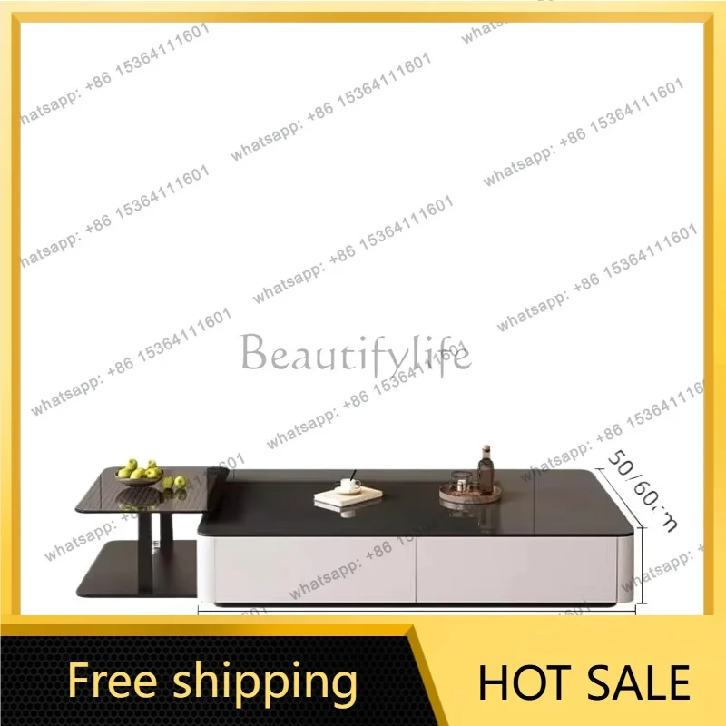 YJ  Modern luxury ent Italian style living room Rock slab coffee table living room household high-end small apartment furnitur