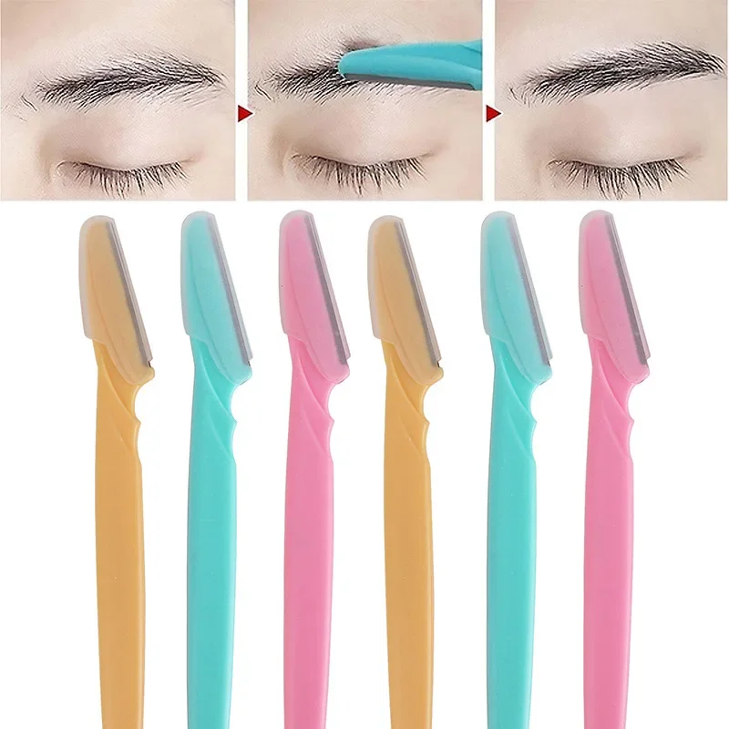 6ชิ้น/เซ็ตที่เล็มคิ้วเครื่องกำจัดขนบนใบหน้าเครื่องโกนหนวดคิ้วเครื่องมือที่แต่งคิ้วแต่งหน้า