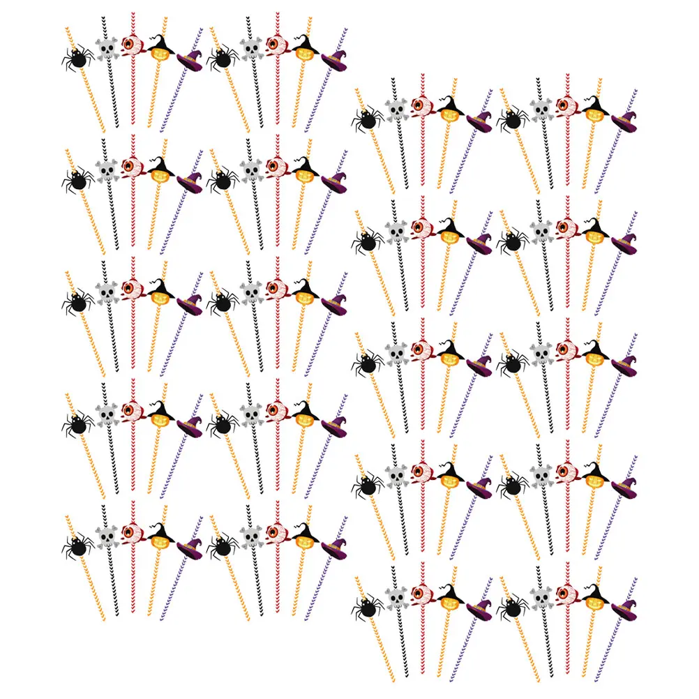 

1 set Halloween Drinking Paper Party Supplies Beverage Straws For Halloween Party Birthday Decorations Juice Milk Drink Tools