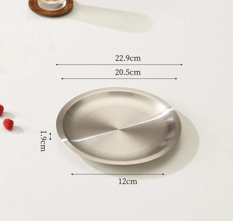23cm 26cm 30cm Stainless Steel Round Serving Plate for For party Home Restaurant Dessert Tray Stackable Storage