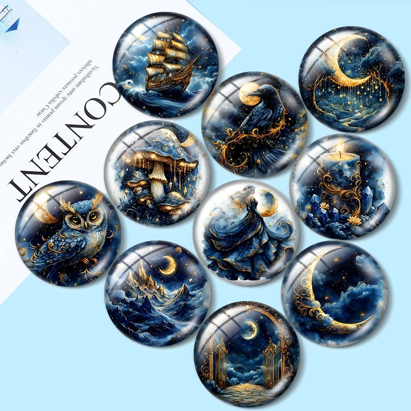 

Mythical Cosmic Watercolor 12mm/18mm/20mm/25mm Round photo glass cabochon flat back Making findings keychain