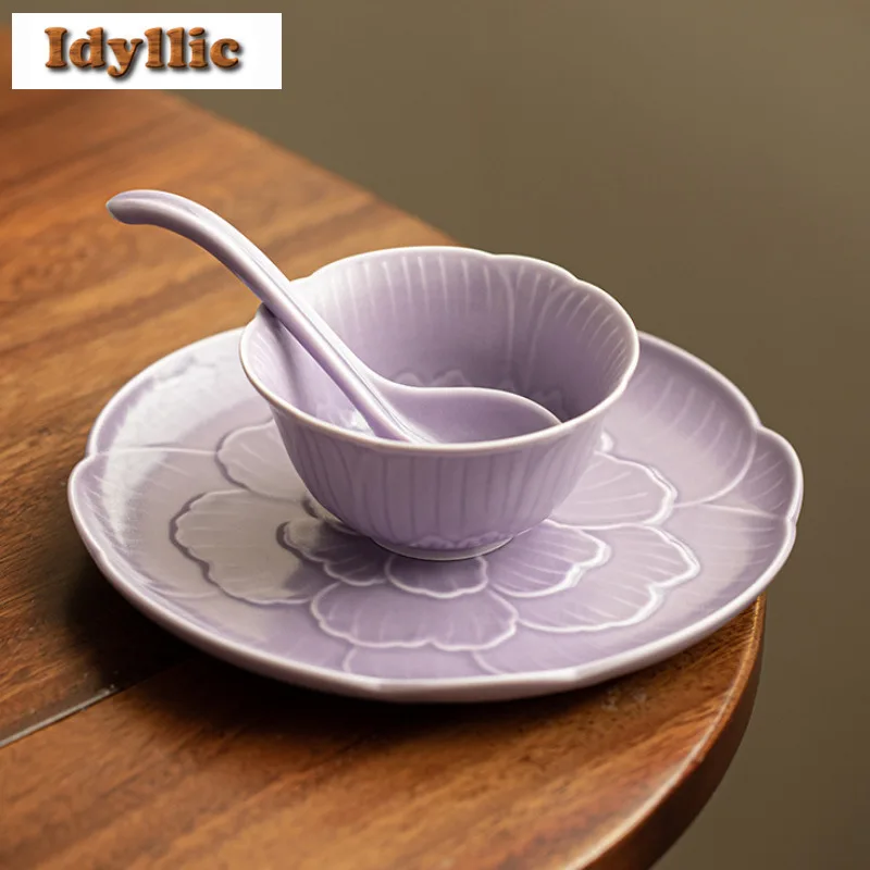 

Relief Underglaze Color Bowl And Plate Tea Set Complete Set Creative Tea Ceremony Set Teapot And Tea Cup Set Drinkware Craft
