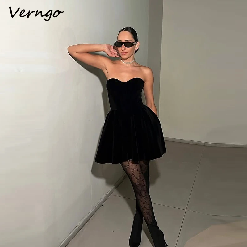 

Verngo A-line Short Velvet Wedding Dresses Sleeveless Sweetheart Bridals Gowns Women Dress vestidos novia 2024 Customized