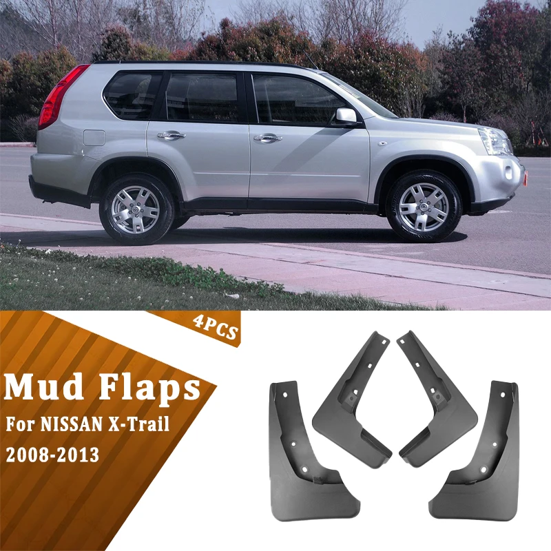 닛산 X-트레일 2008-2013용 자동차 머드 플랩 펜더 트림 4개, 방수, 진흙 튀김 방지 액세서리