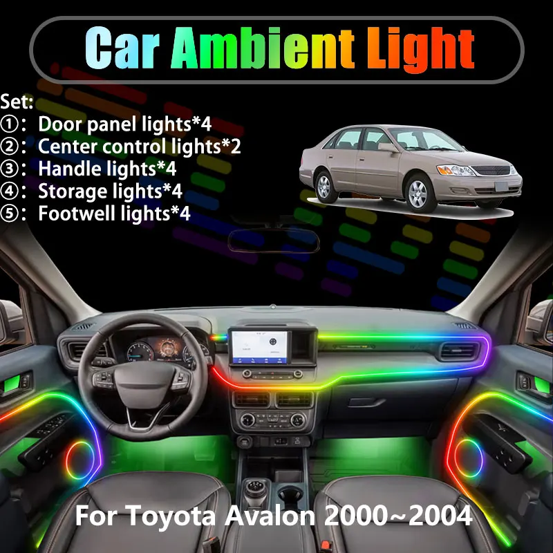 

For Toyota Avalon 2000~2004 MK2 XX20 MK2 2/18 in 1 Car ambient lighting Led trunk interior led lights USB RGB Ensemble Streamer