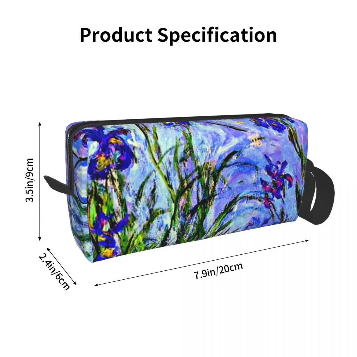 Travel Irises Painting By Claude Monet Toiletry Bag French Painter Cosmetic Makeup Organizer for Beauty Storage Dopp Kit Case