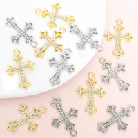 10pcs Stylish Shiny Rhinestones Inlay Cross Charms Hip Hop Personality Ornaments Religious Jewelry Classic Style Accessories