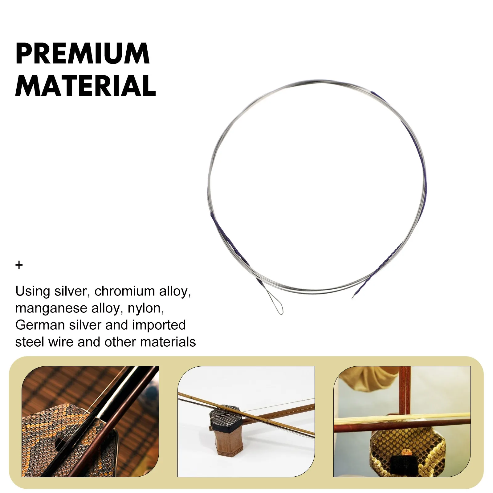 

4Pcs Erhu Strings Assorted Color Premium Quality Durable Easy to Use Erhu String Replacement Full Set Accessories