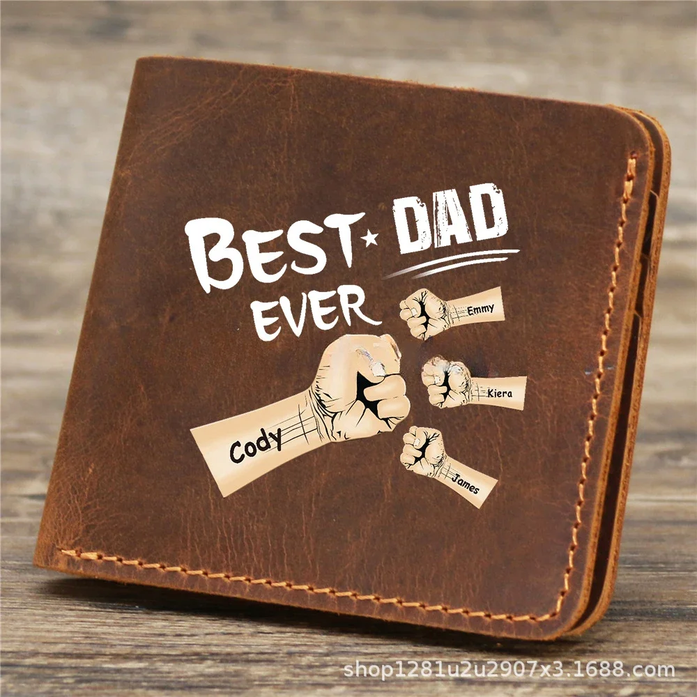 

Custom Photo Printed Crazy Horse Real Top Leather Vintage Wallet for Friend Lover Families Mother Father Day PersonalizeGift