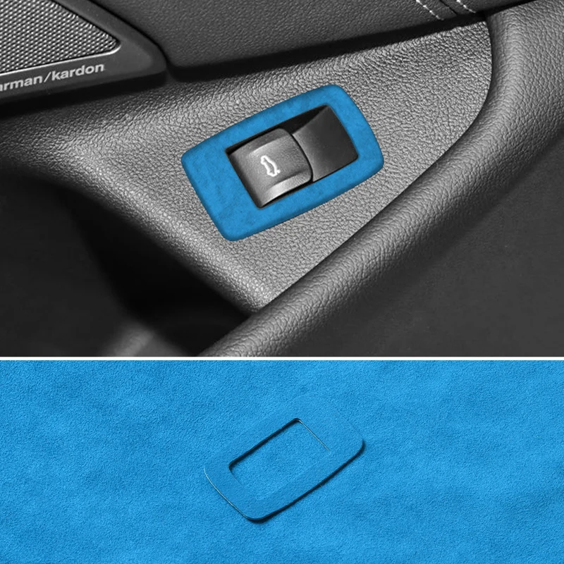For BMW 5 Series G30 G38 6GT Car Trunk Button Decorative Trim Frame Sticker Interior Custo Tuning Accessories Made of Alcantara view 5