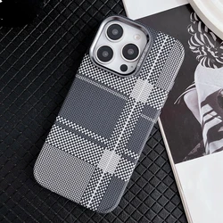 Luxury metal lens holder carbon fibre magsafe charging case for iPhone 16 15 14 13 Pro Max magnetic shockproof hard phone cover