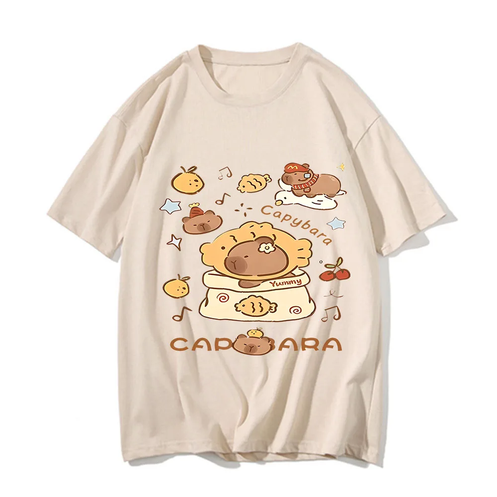 Cute Capybara T-shirt Men Design Sense of Personality Casual Loose Short-sleeved Kawaii Animals Printed Tops Figure Silhouette