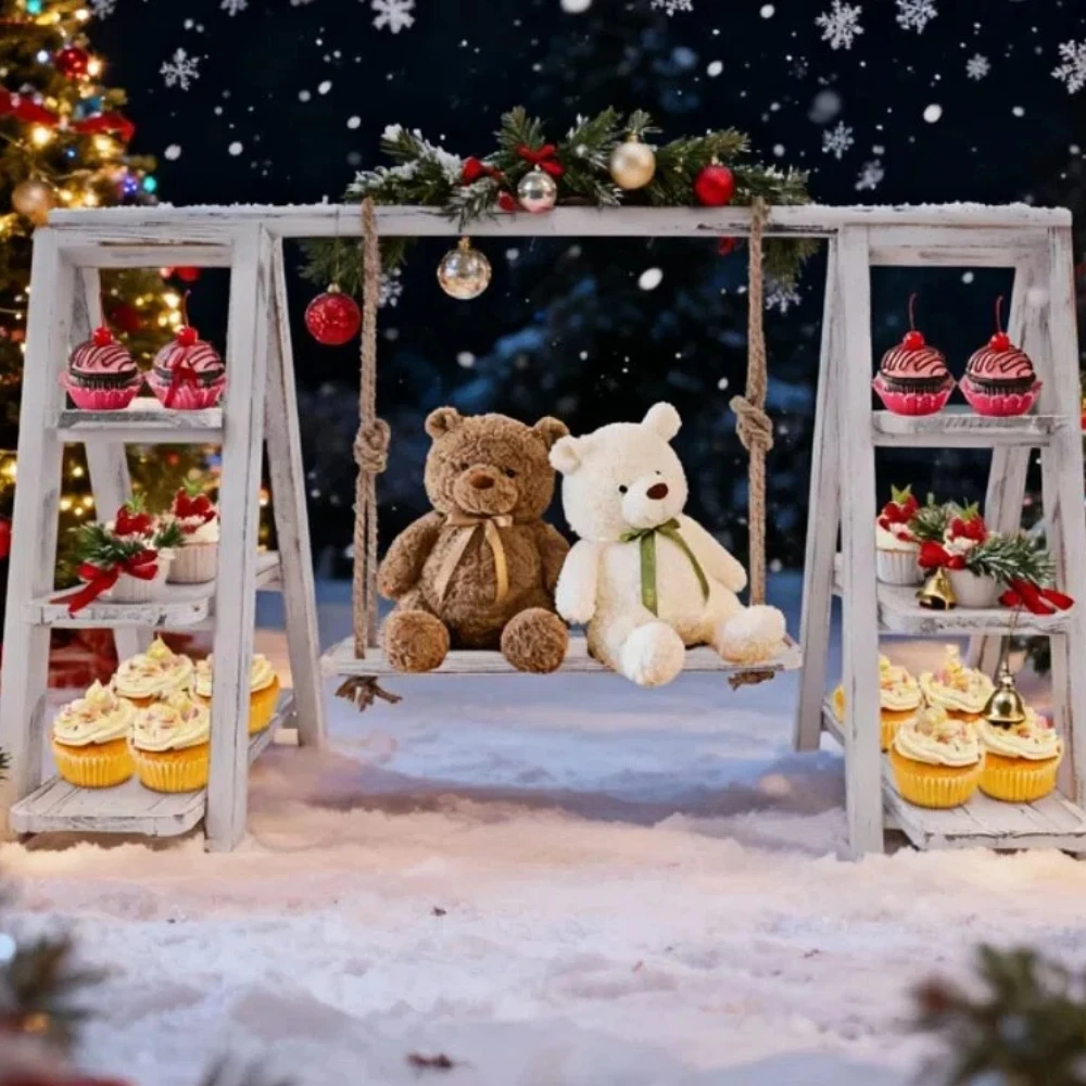 

Деревянная 3-х уровневая подставка для кексов, подставки для десерта с поддоном и качелей, украшение для рождественской вечеринки, рождественский подарок