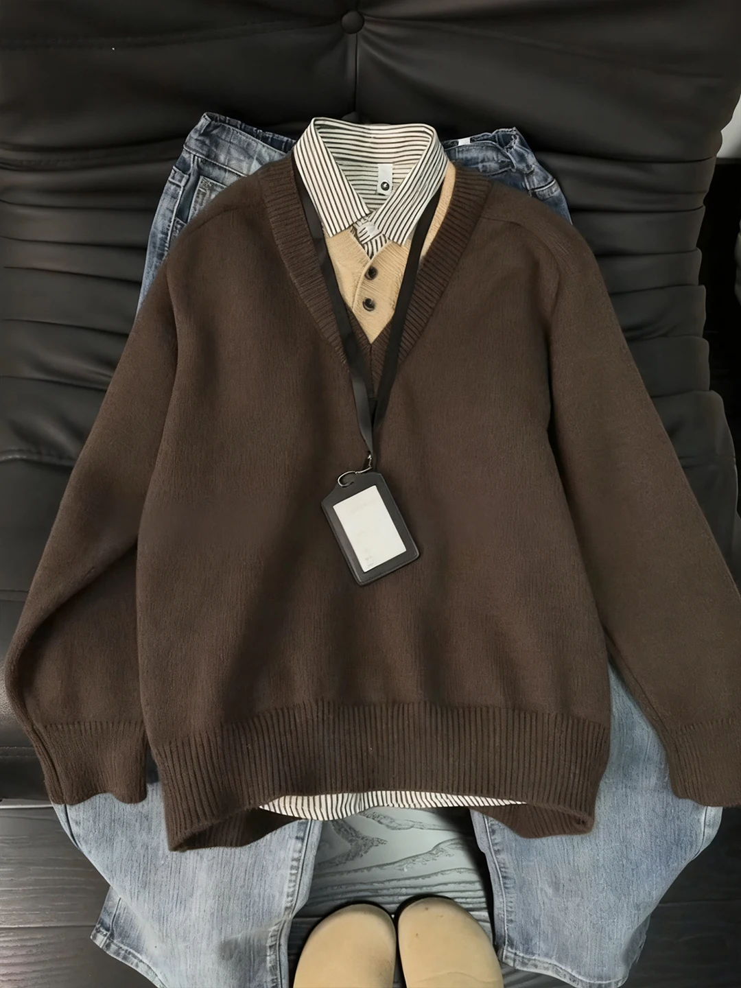 

Browny Knitted Sweater Men's Autumn Winter Korean Sle Lazy High-End Feeling Sweater Old Money Sle Inner Wear Top