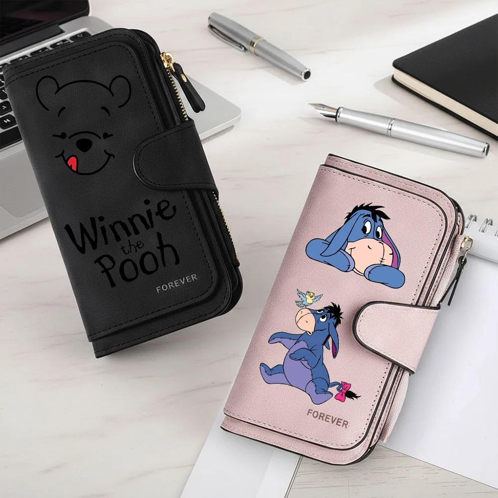   Winnie, billeteras largas con cremallera para mujer, bolsos con hebilla, monedero de cuero, tarjetero múltiple, bolso de moda de gran capacidad, regalo para niña