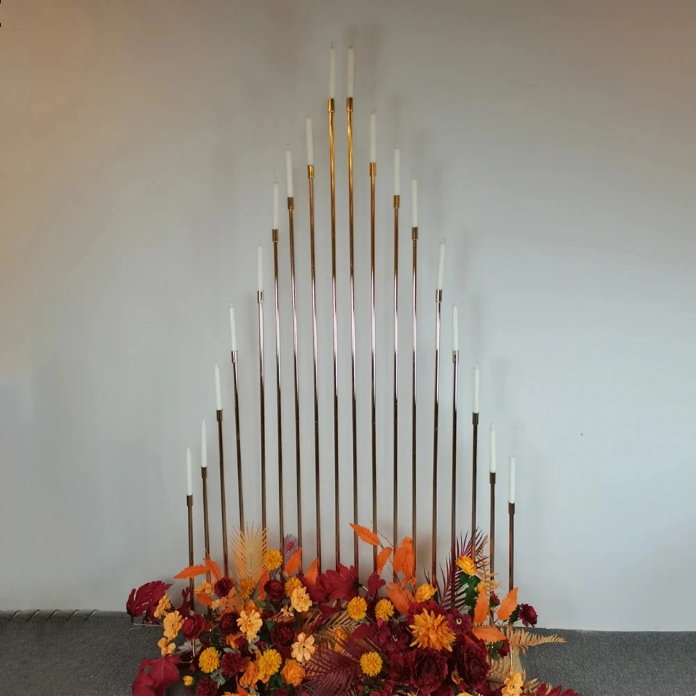 

4/10Pcs 18 Gold Reed Lamp Wedding Stage Center Props Decoration Christmas Home Party Electronic Candle Decoration