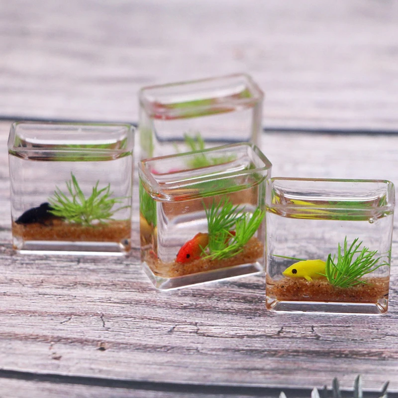 1Pc 1:12 Poppenhuis Miniatuur Aquarium Speelgoed Simulatie Aquarium Model Speelgoed Poppenhuis Woondecoratie Accessoires