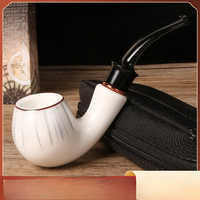 9mm Flue Ceramic Bent Smoking Pipe Portable and Washable Pipe With Built-In Filter Element