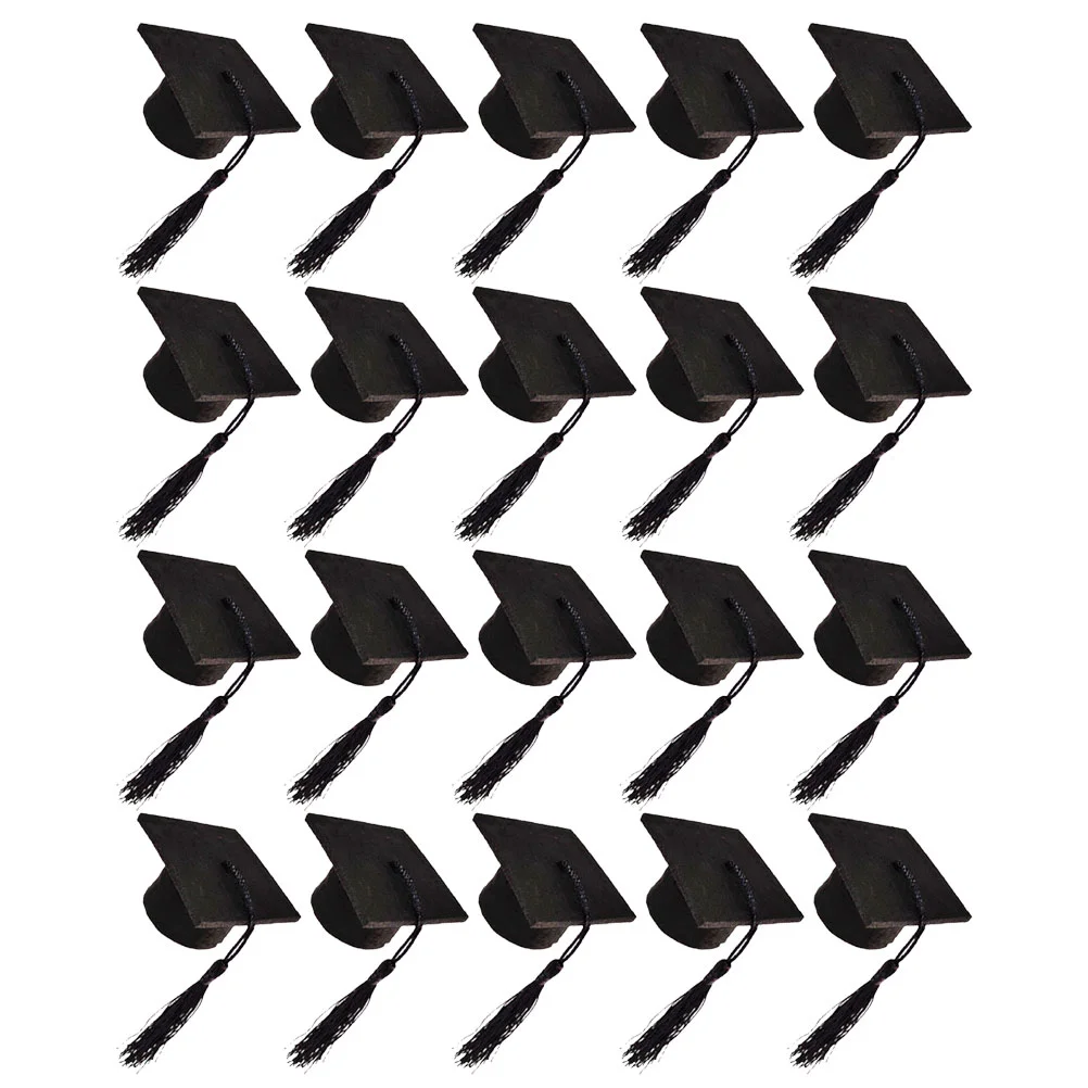 

20 Pcs Beverages Doctor Hat Decoration Graduation Bottle Toppers Water Mini Cover Picture Black