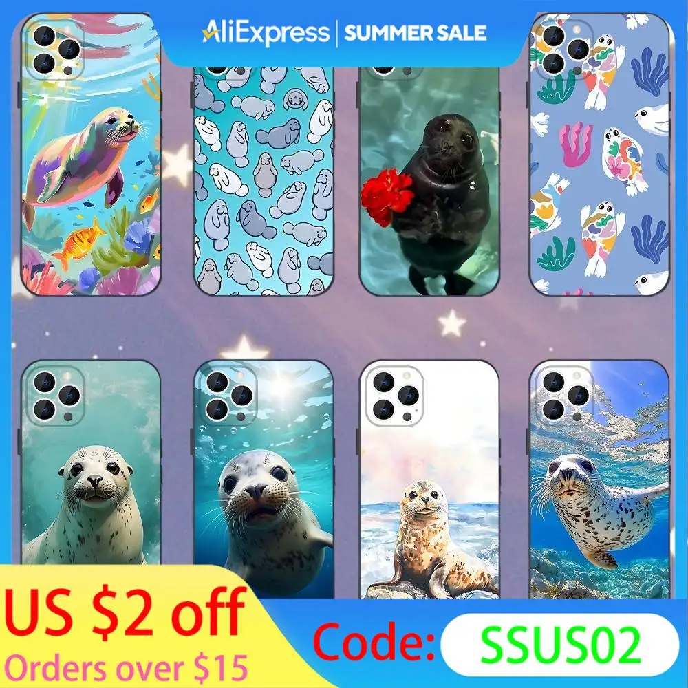 

Seal Animal Cute Phone Case For iPhone 16,15,14,13,12,11,Mini,Pro,SE,MAX White Matte Shockproof Cover