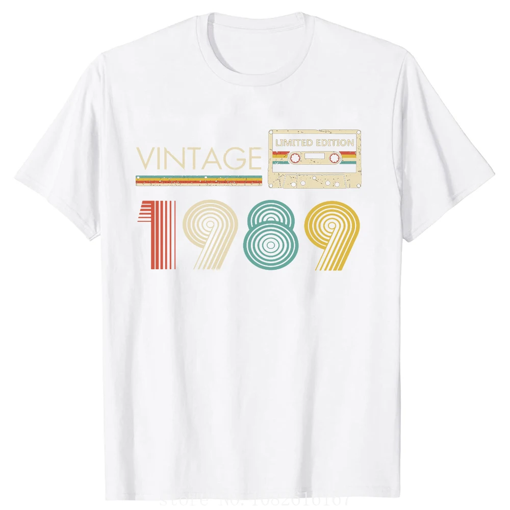 Clothing Casual Basic T-shirts Vintage 1989 Limited Edition Cassette Tape 36th Birthday Tee Tops Round Neck Short-Sleeve Tshirt