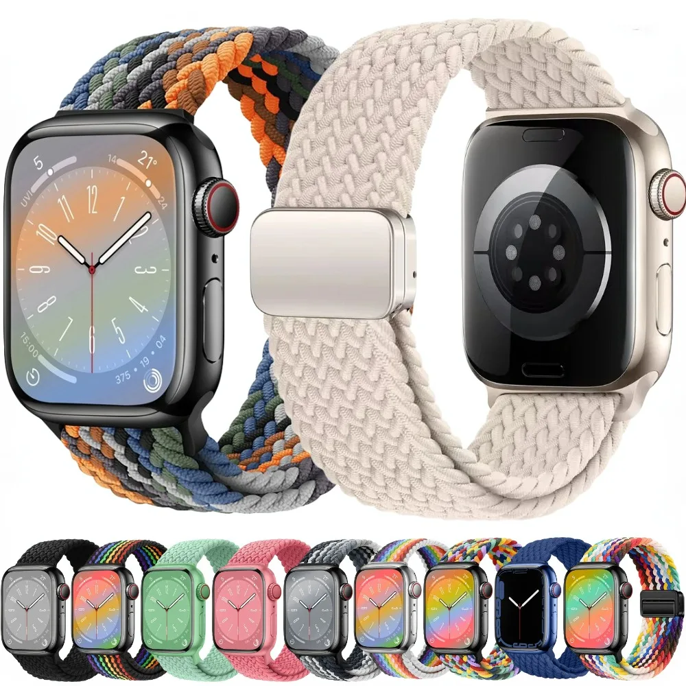 

Braided Nylon Strap For Apple watch Band Ultra 2 49mm 44mm 45mm 42mm 38mm 40mm 41mm Bracelet iWatch Series 9 8 7 6 5 4 3 SE Band