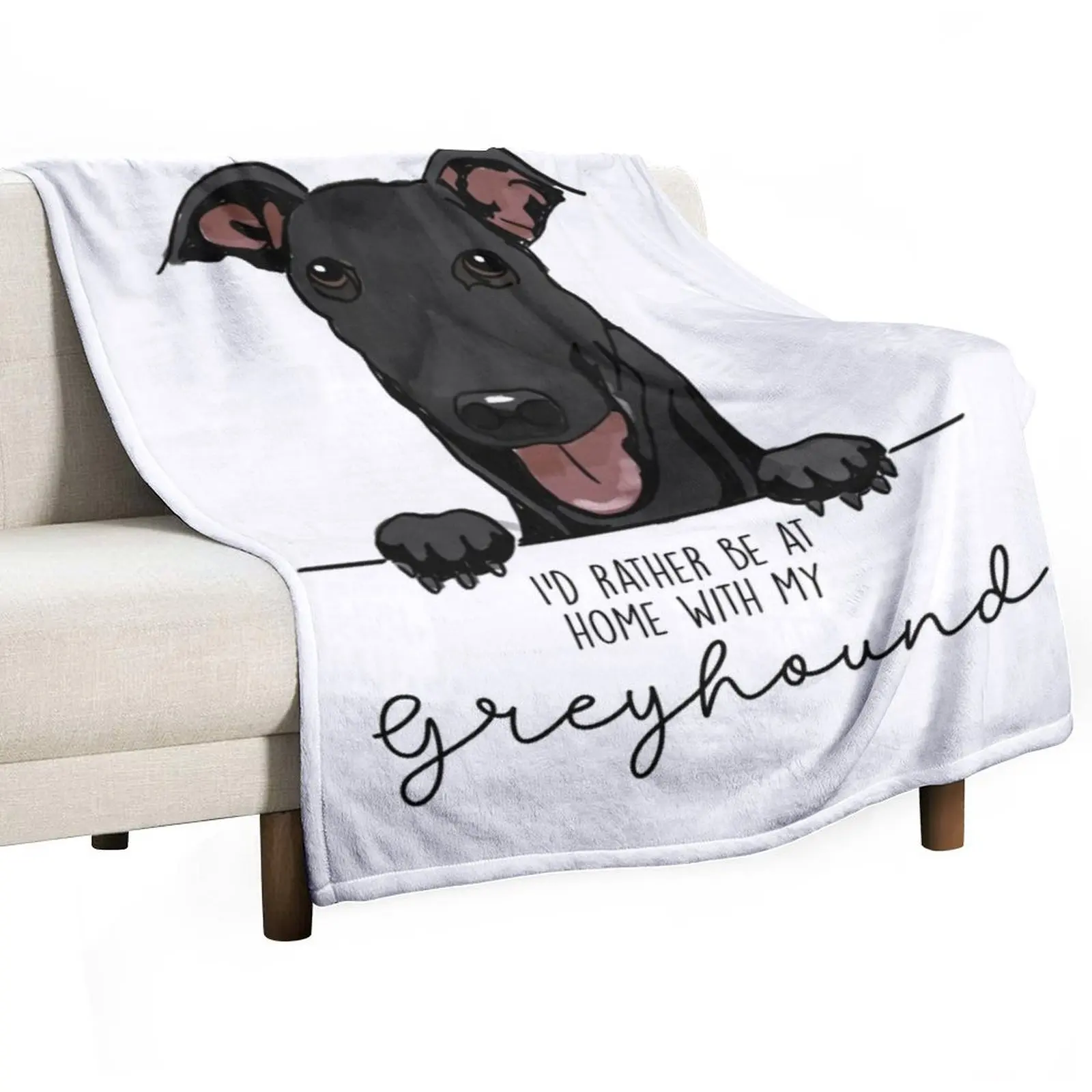 Ia??d rather be at home with my Greyhound Throw Blanket Bed linens Heavy Decoratives Blankets