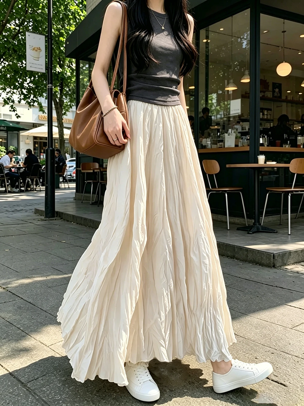 

Irregular hem Women's skirt Yellow Blue Skirt High Waist skirts y2k skirt pleated Loose women Pleated Skirts Casual Jupe 2025