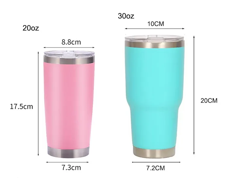 Custom Logo Coffee Mug 20oz 30oz Tumbler 18/8 Stainless Steel Vacuum Insulated Double Wall Tumbler Cup with Lid